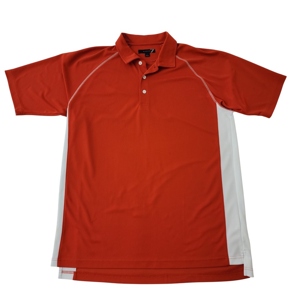 Dunning Mens Golf Polo Shirt Orange White Contrast Stitch Performance Large